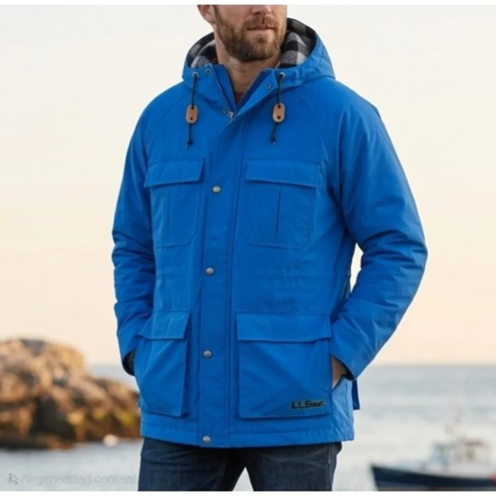 L.L. Bean Original Baxter State Parka '82 Mens L Royal Blue Wool Lined 3M Jacket